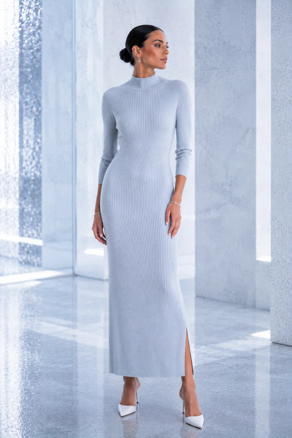 Outfit 17: The Ice Blue Knit Dress