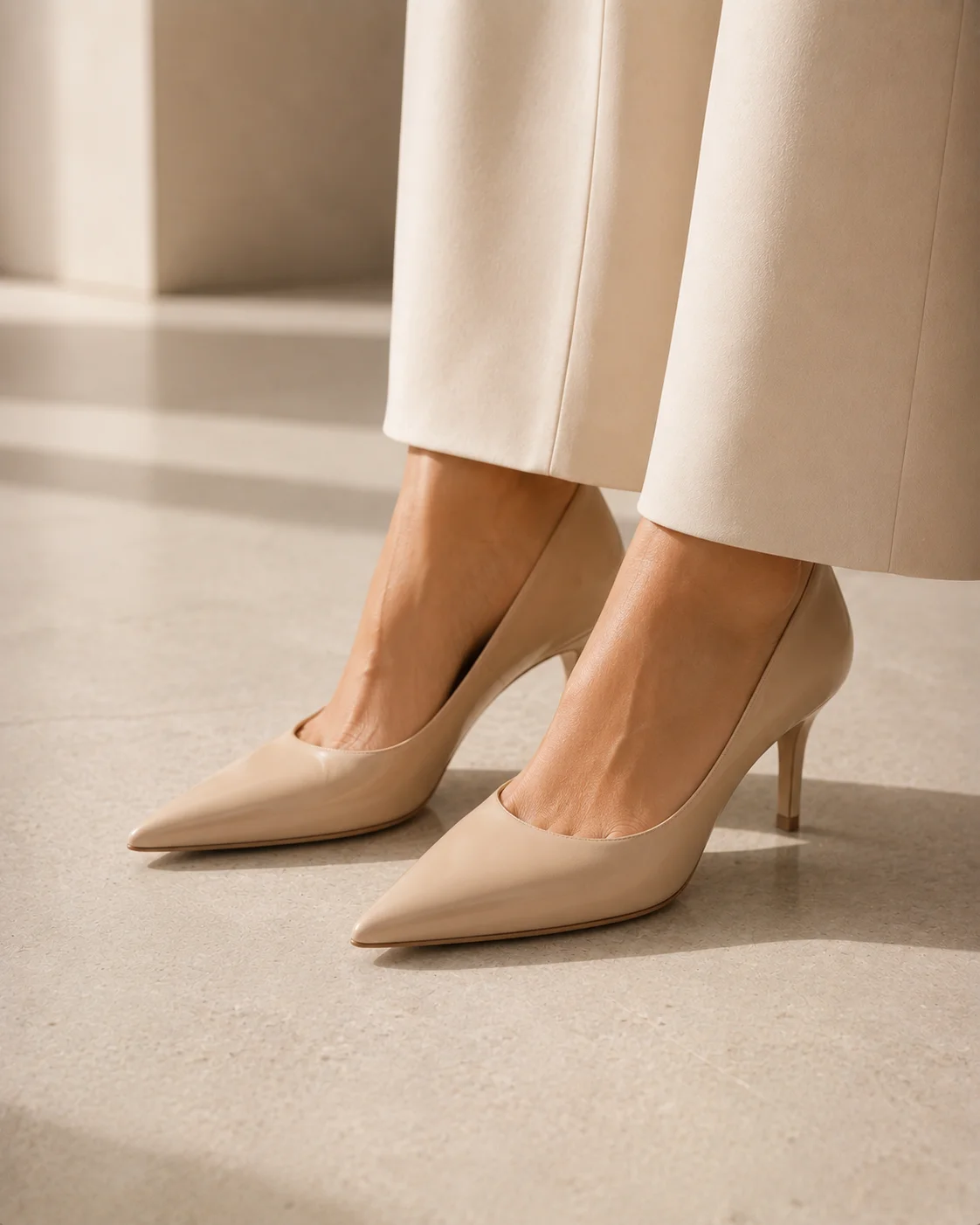 Piece 24: Pointed-Toe Heels in Nude or Cream
