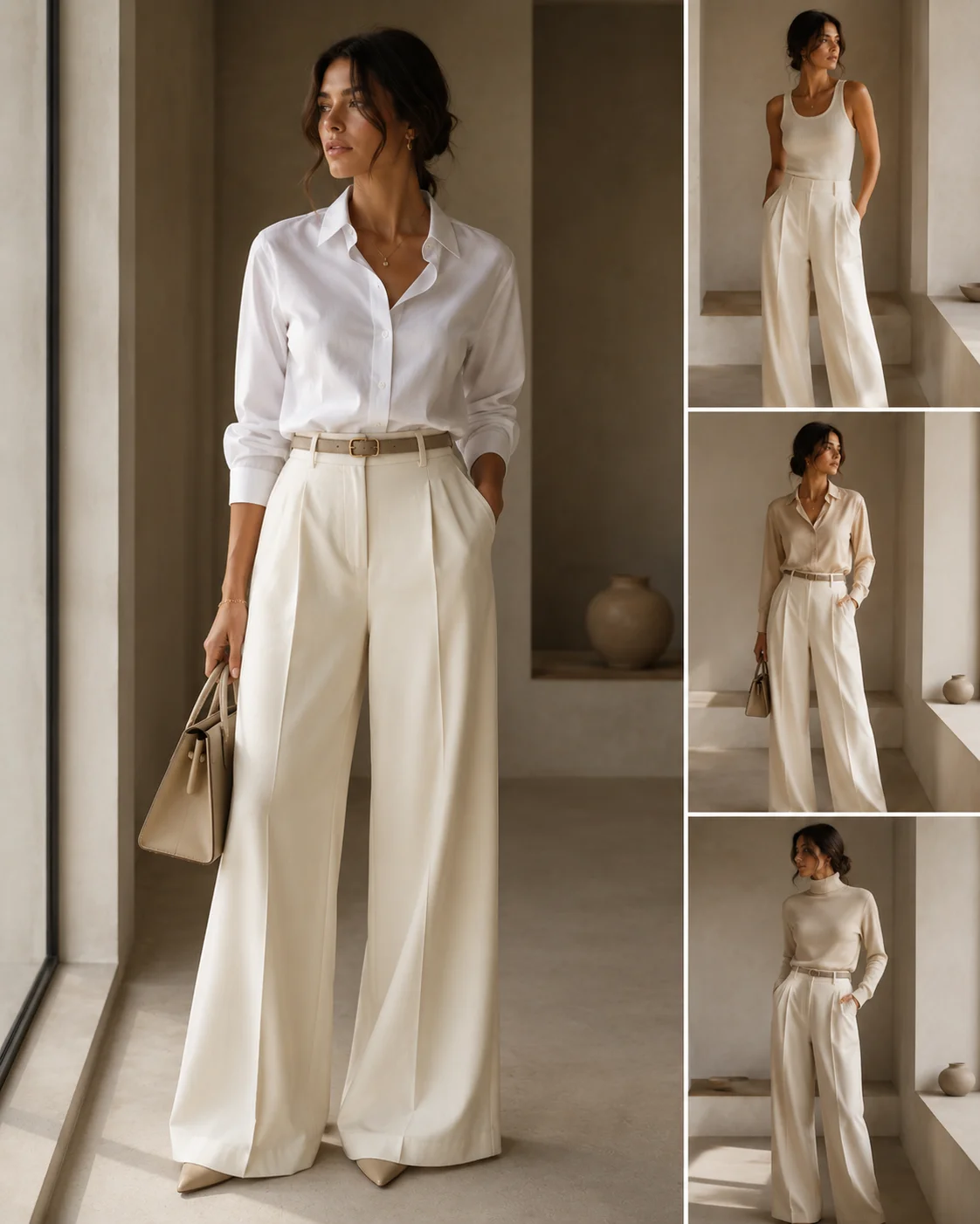 Piece 8: Wide-Leg Tailored Trousers in Cream
