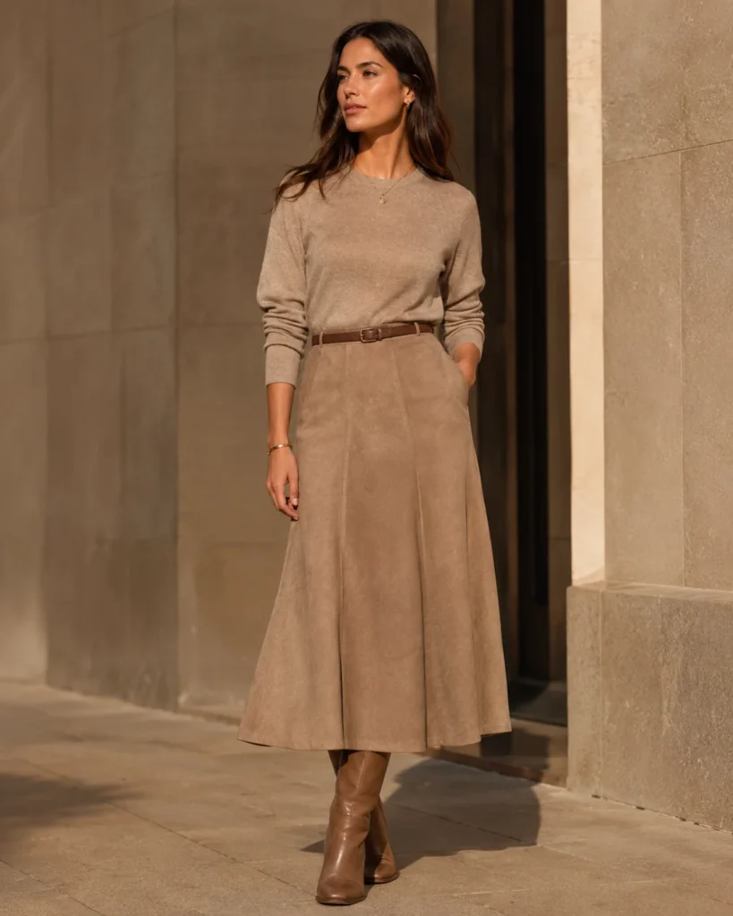 Outfit 13: The Midi Skirt and Cashmere Top