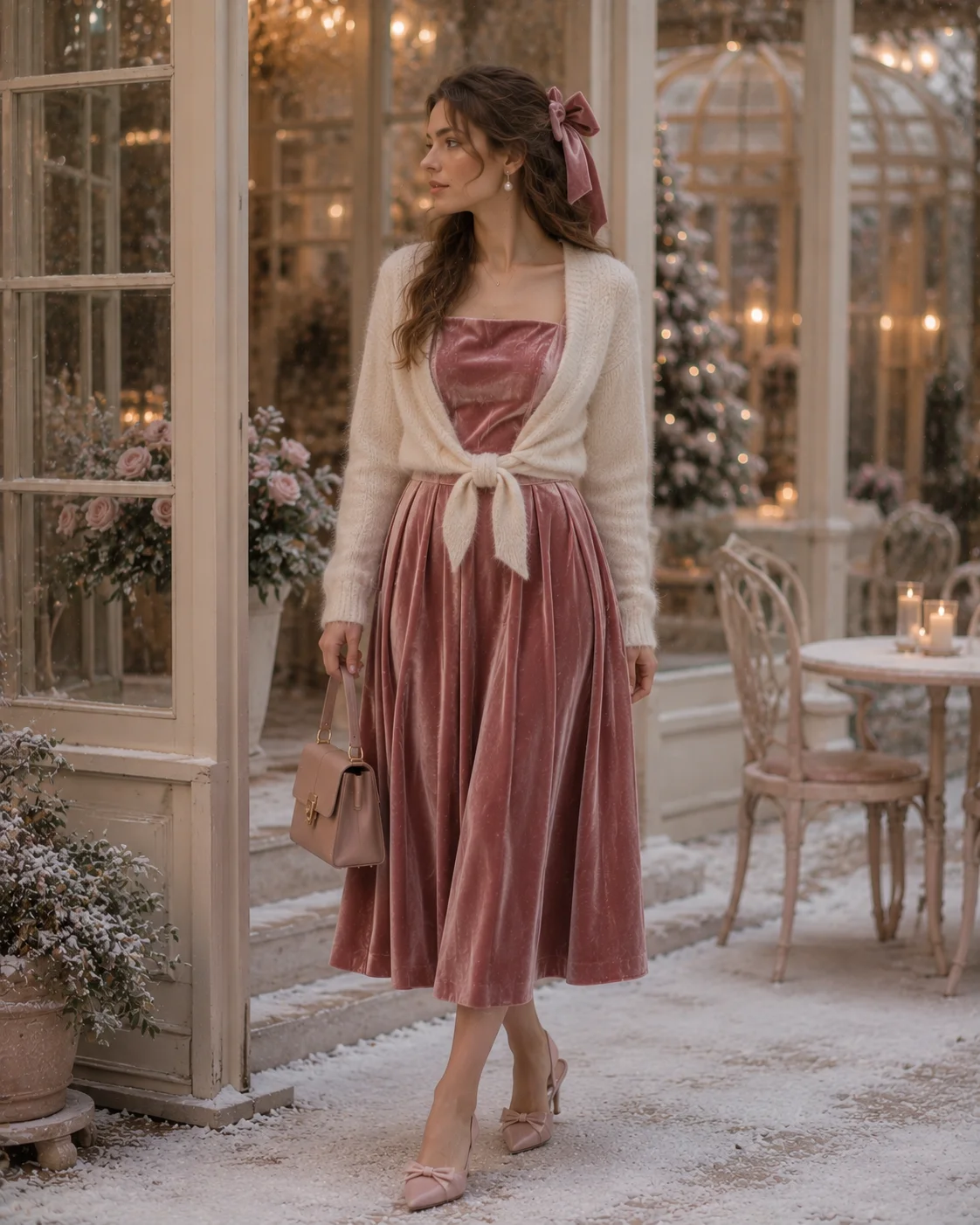 Outfit 10: The Coquette Velvet Pink Winter