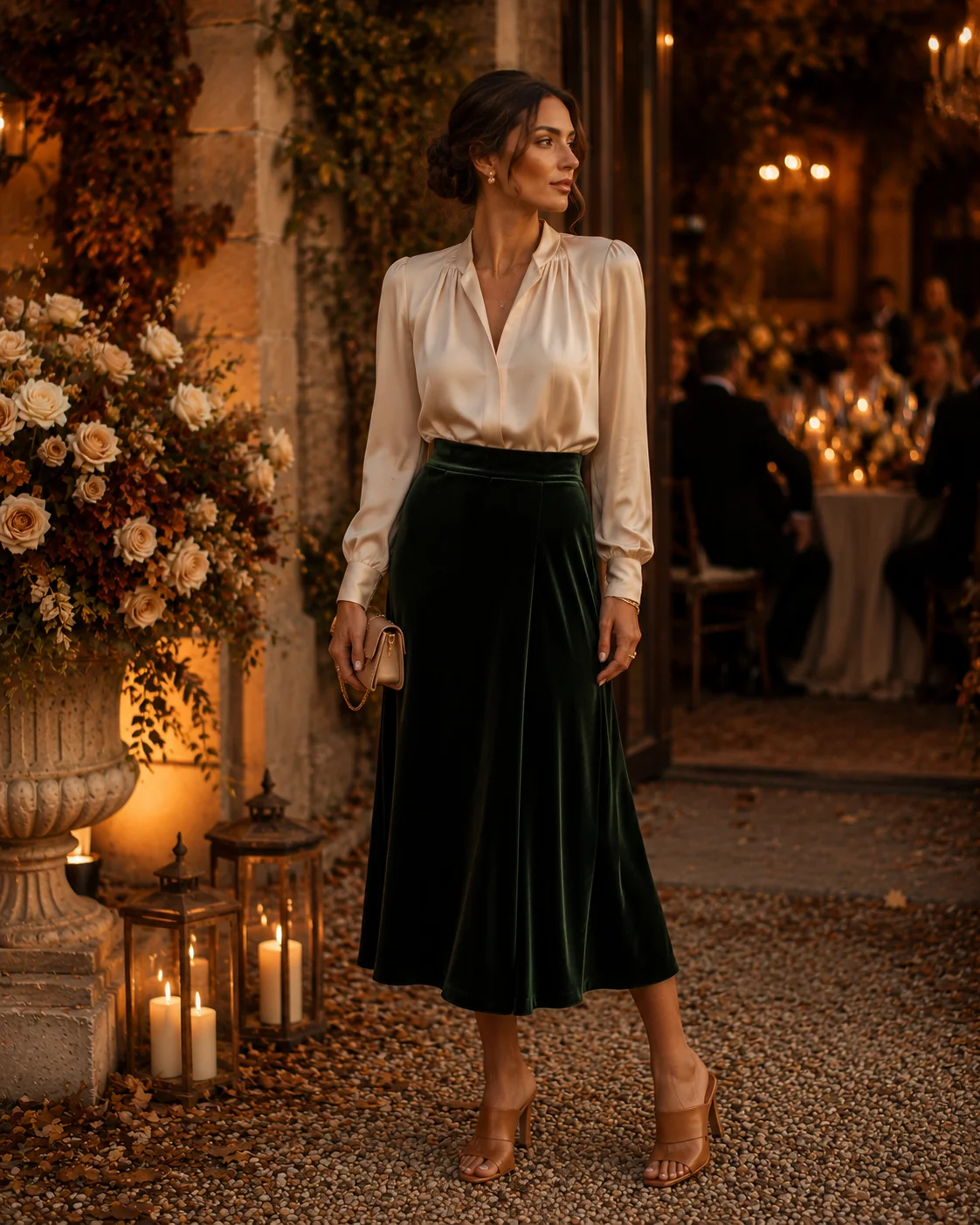 Outfit 13: The Velvet Midi Skirt and Blouse