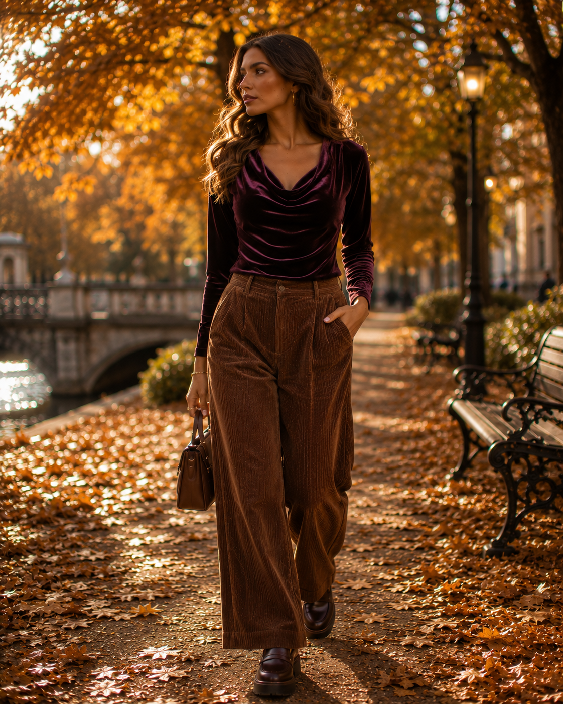 Fall Look 3: The Velvet Cowl-Neck Fall