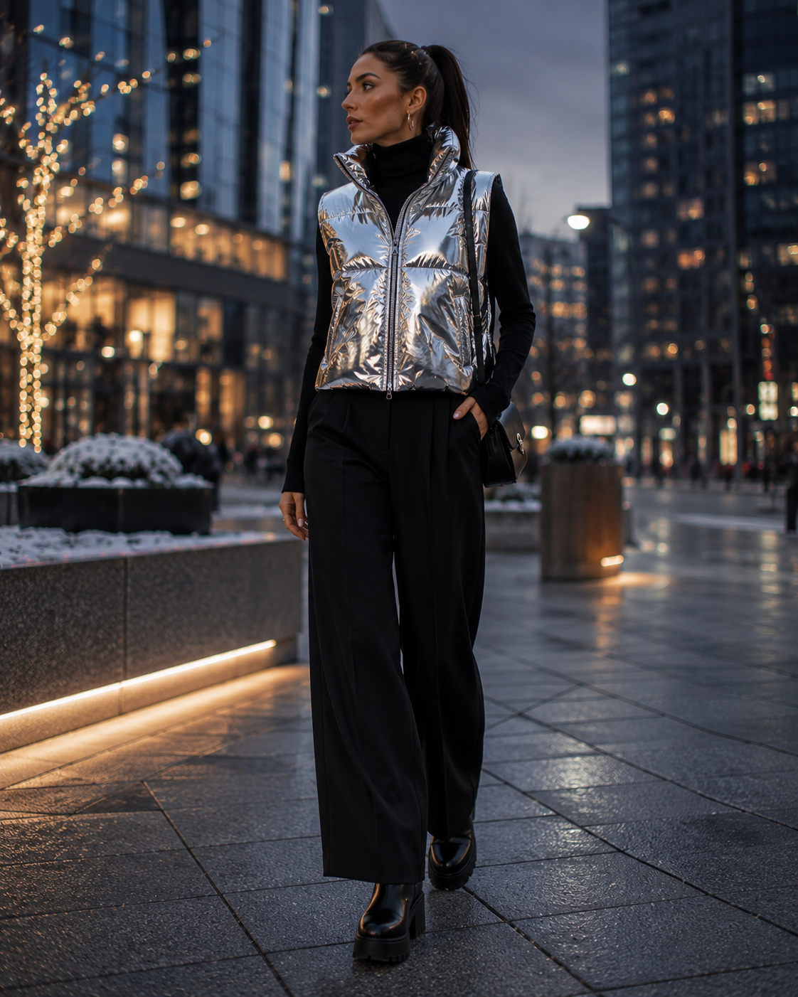 Winter Look 1: The Metallic Puffer Gilet