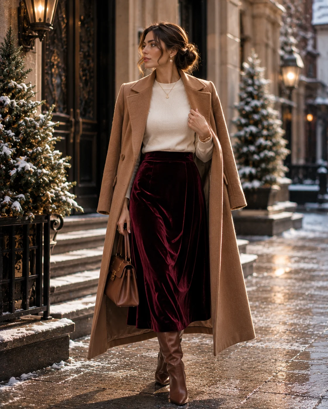 Outfit 18: The Velvet Midi Skirt Winter