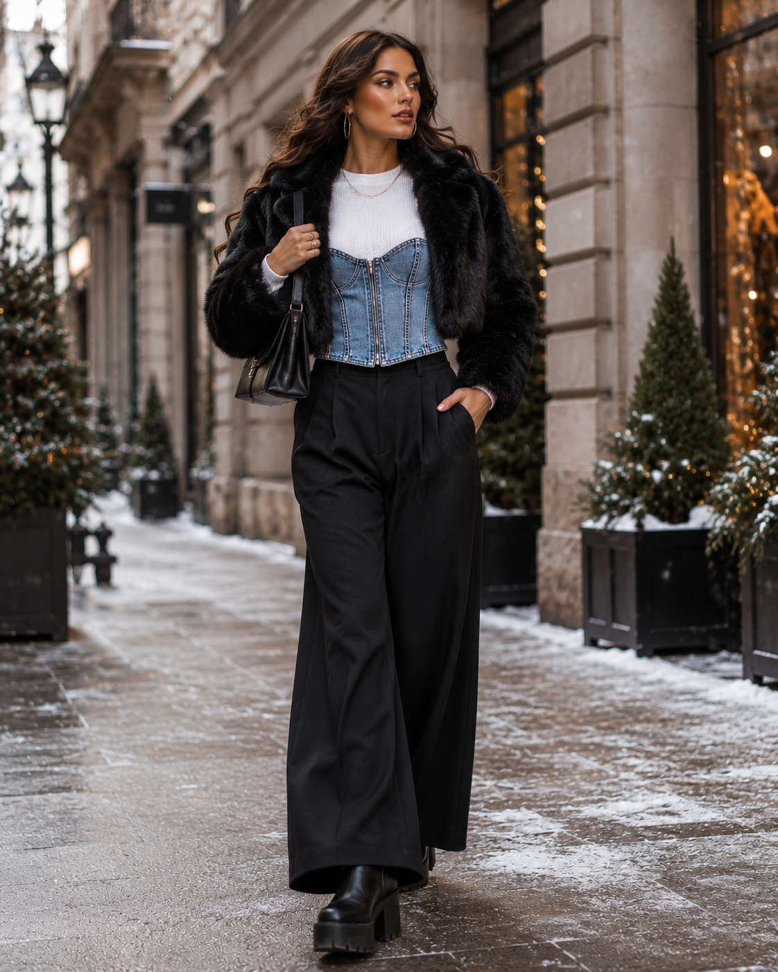 Winter Look 4: The Denim Corset Winter