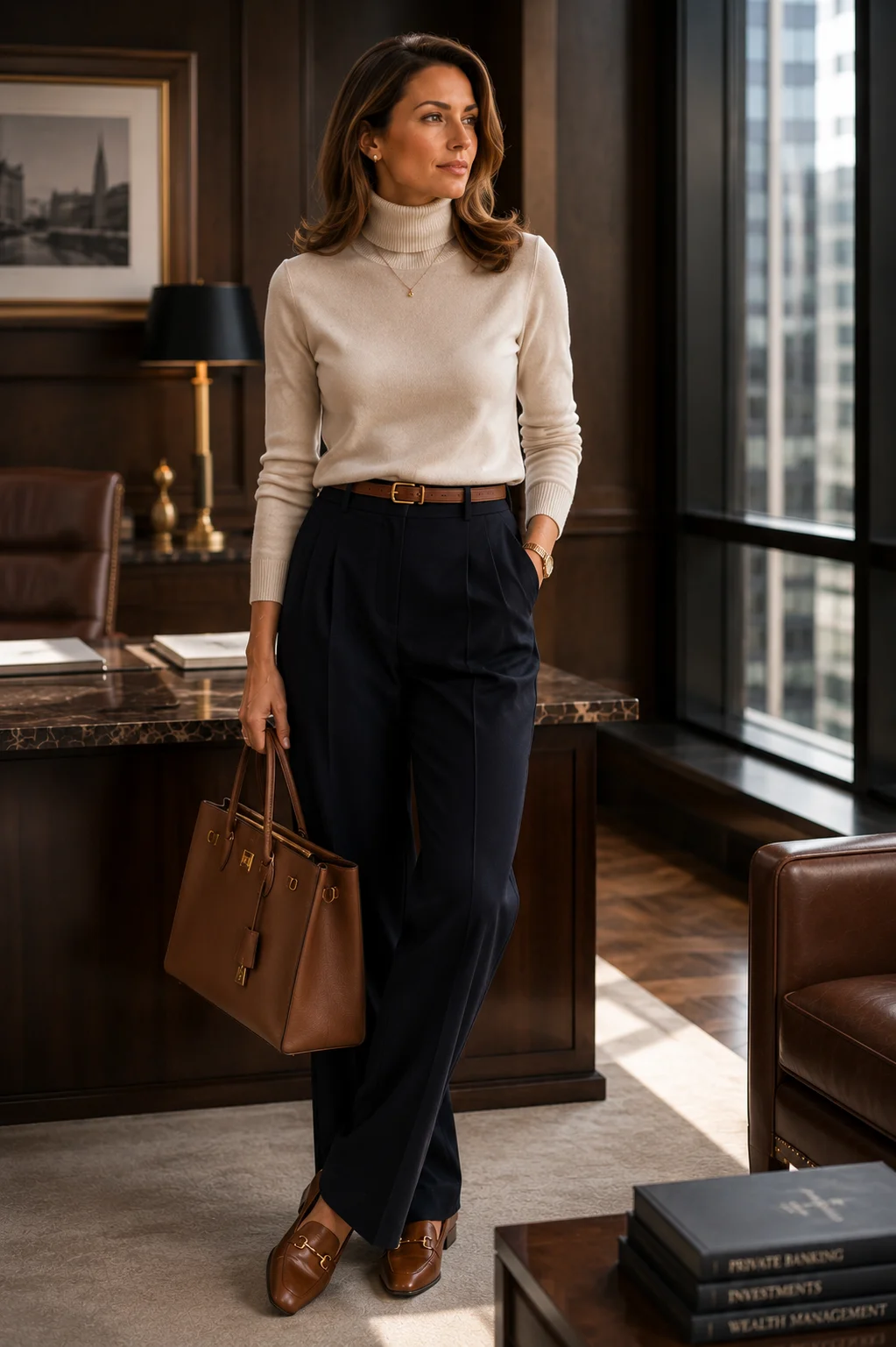 Outfit 3: The Cashmere and Tailored Trousers