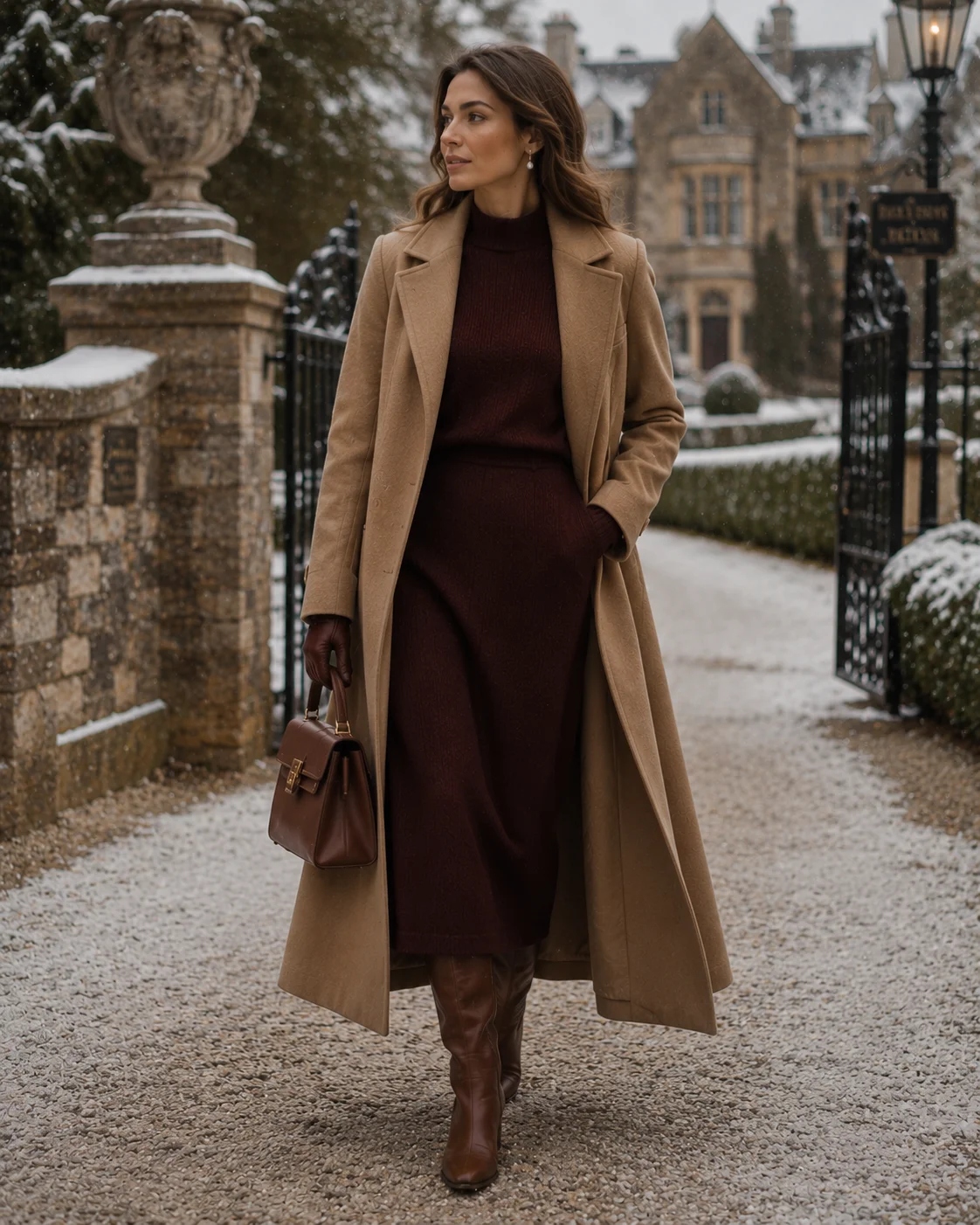 Outfit 4: The Old Money Burgundy Winter