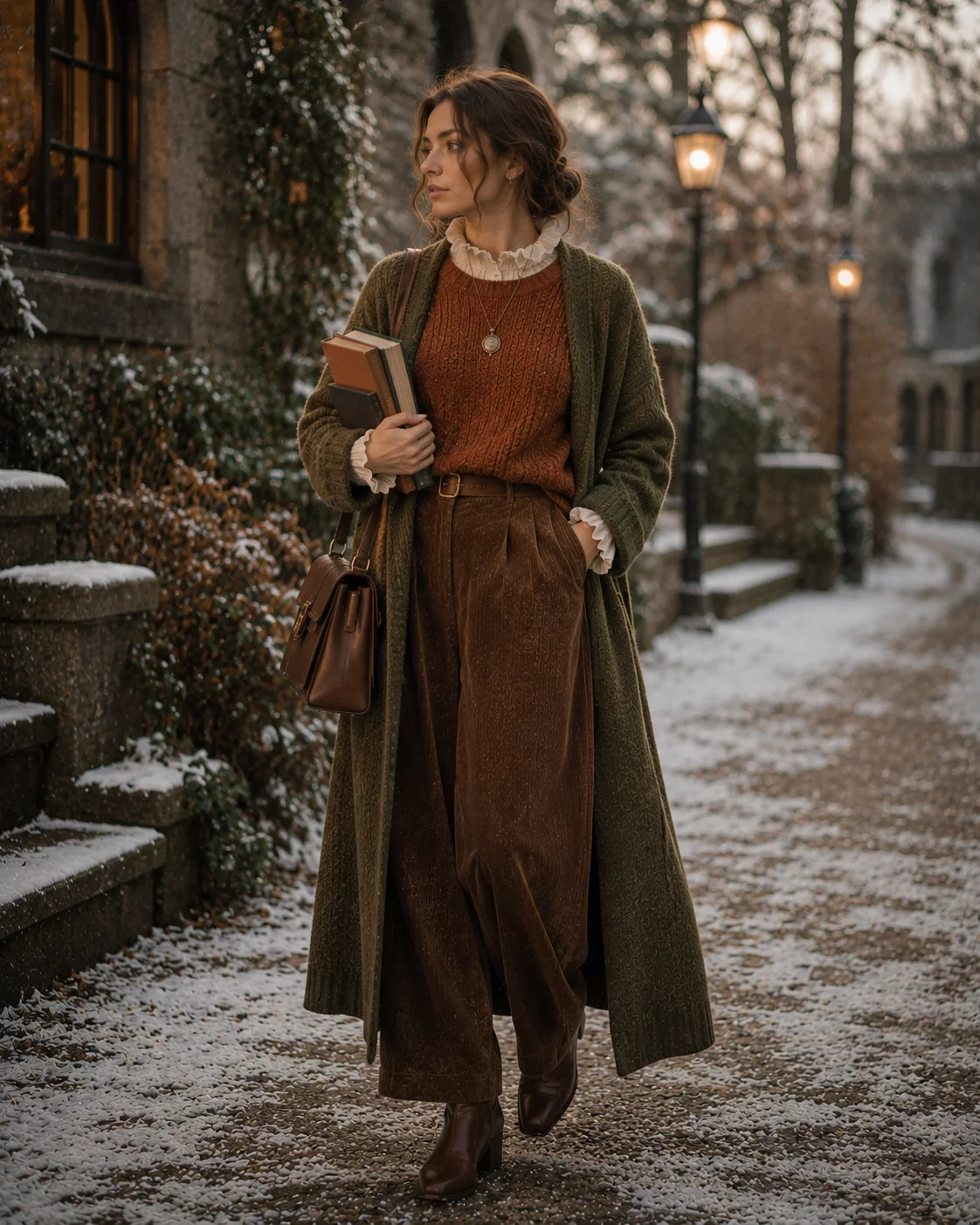 Outfit 8: The Poetcore Rust and Cream Winter