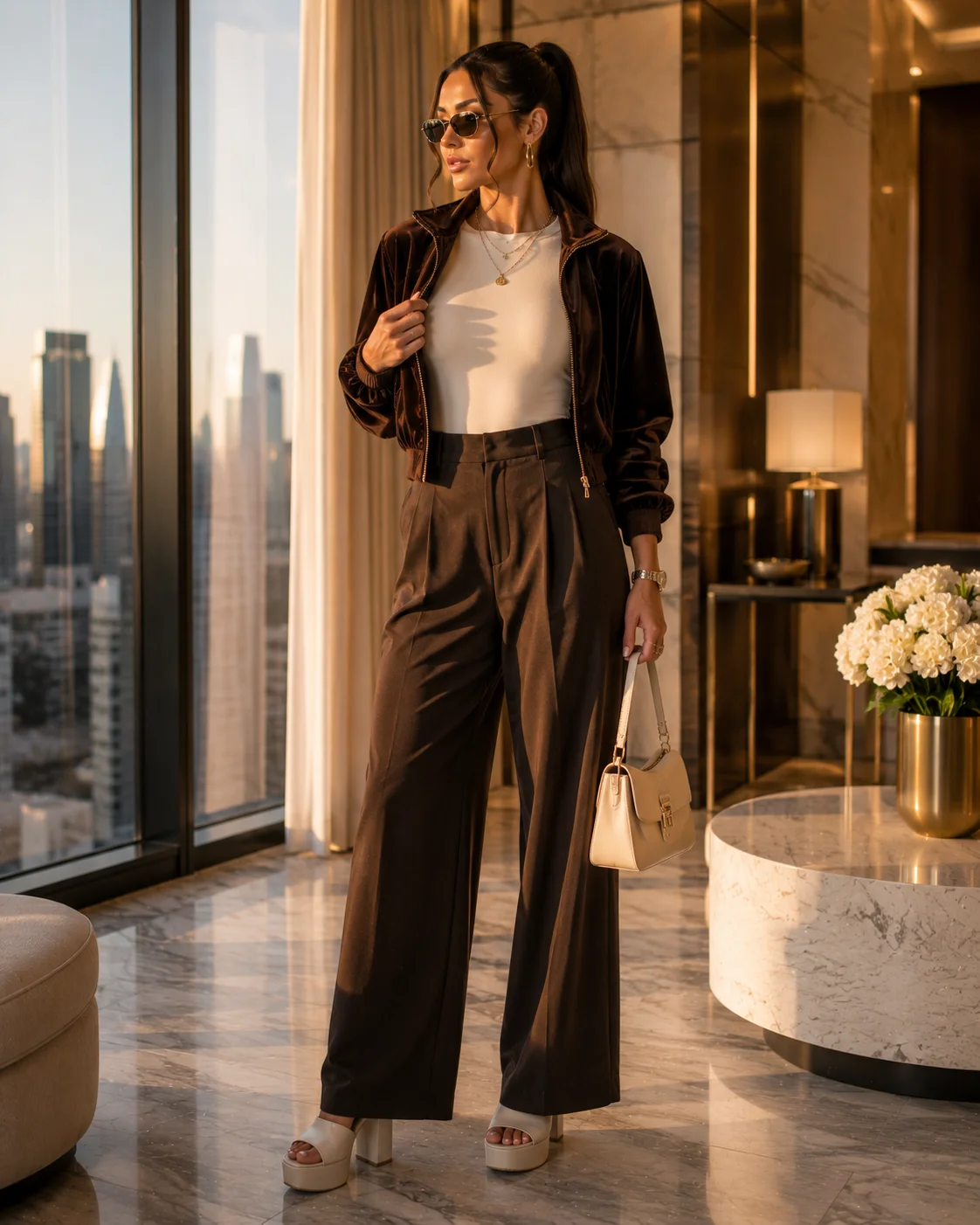 Idea 10: Velour Top Open Over a Bodysuit