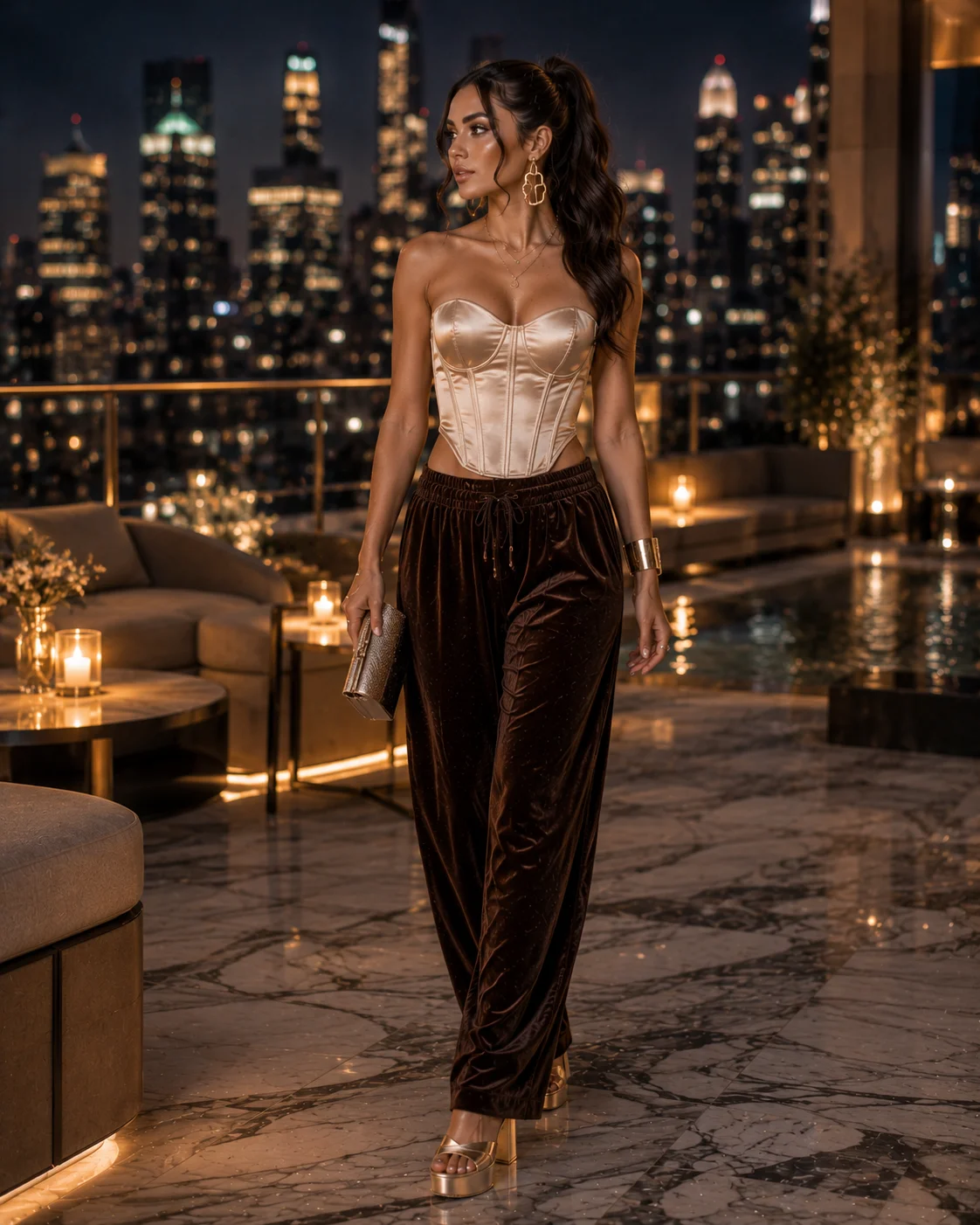 Idea 14: Velour Bottoms With a Corset Top