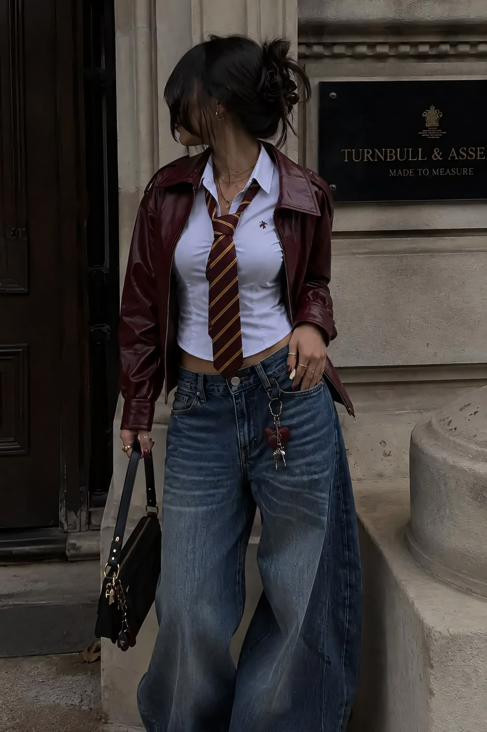 Outfit 7: The Leather Jacket and Wide-Leg Denim